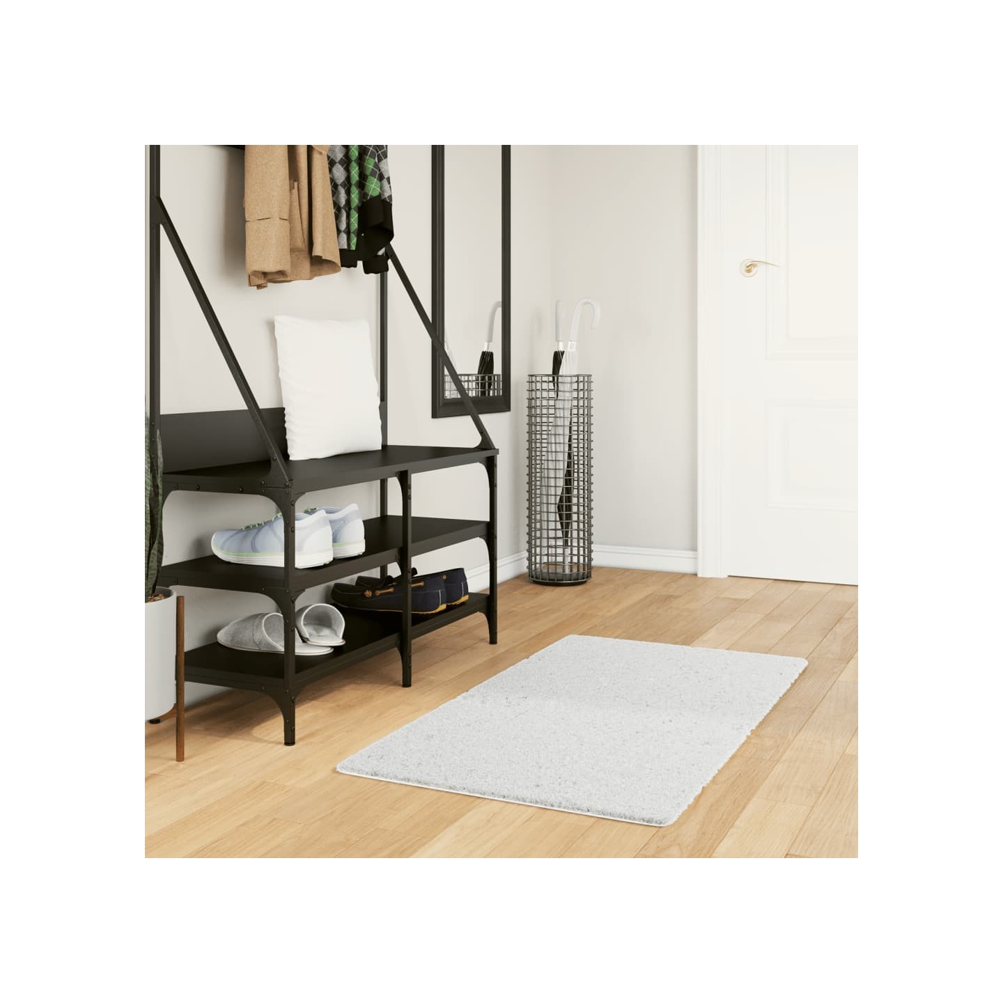Tapis OVIEDO à poils courts gris 60x110 cm