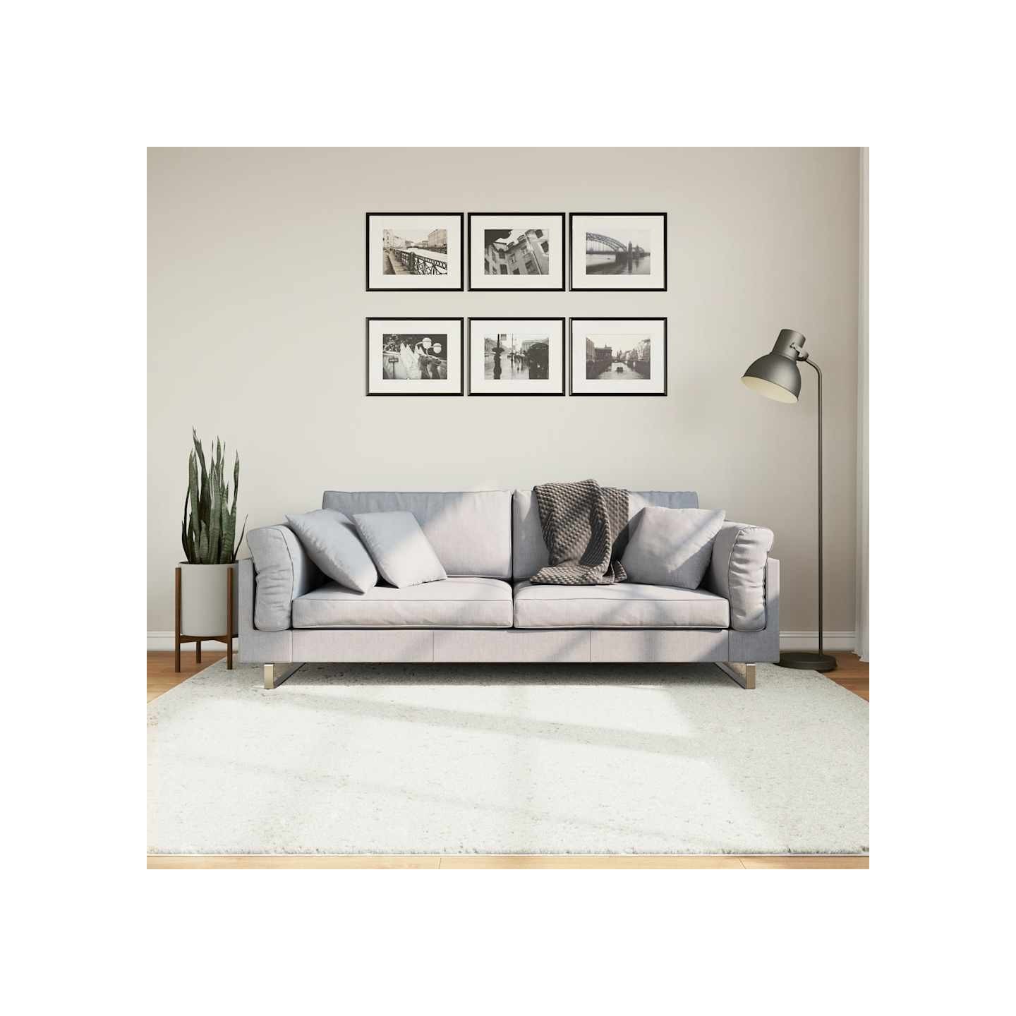 Tapis OVIEDO à poils courts crème 200x200 cm