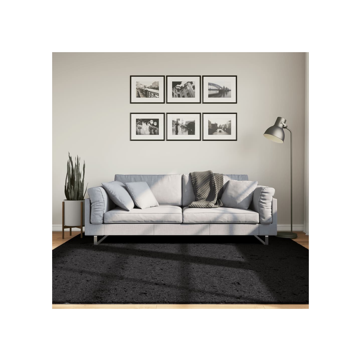 Tapis OVIEDO à poils courts noir 200x200 cm