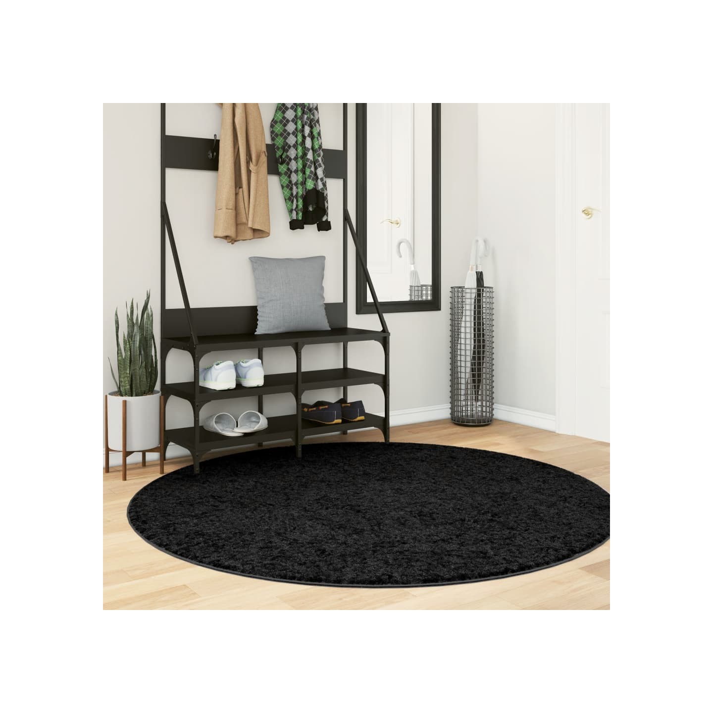 Tapis OVIEDO à poils courts noir Ø 160 cm