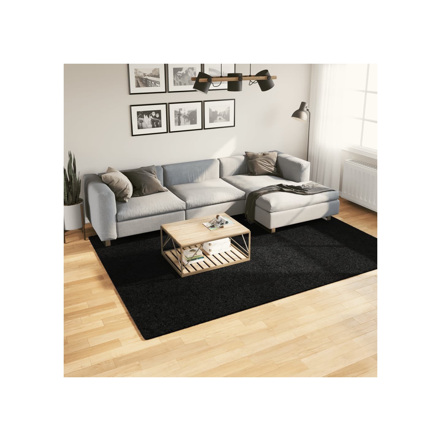 Tapis OVIEDO à poils courts noir 200x280 cm