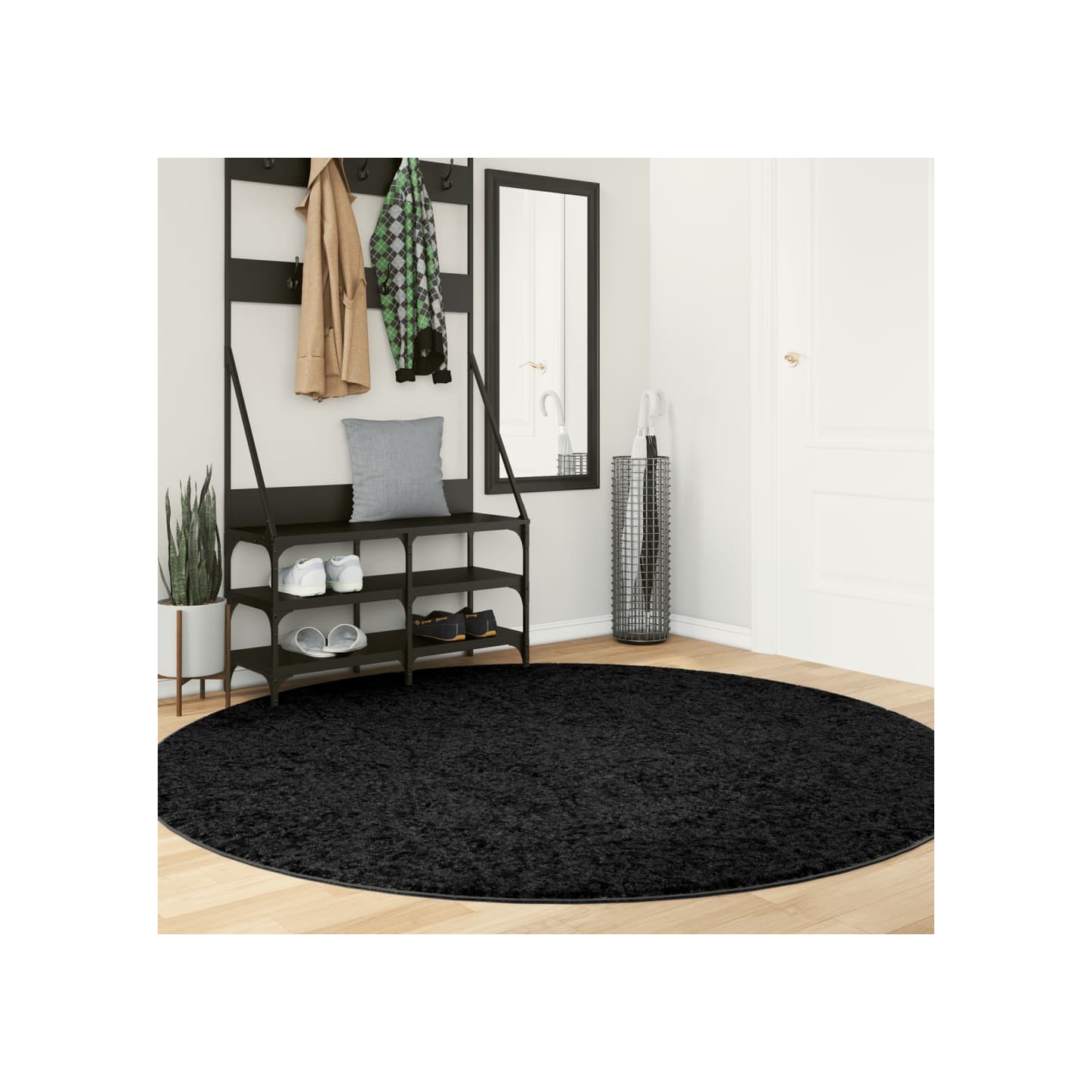 Tapis OVIEDO à poils courts noir Ø 200 cm
