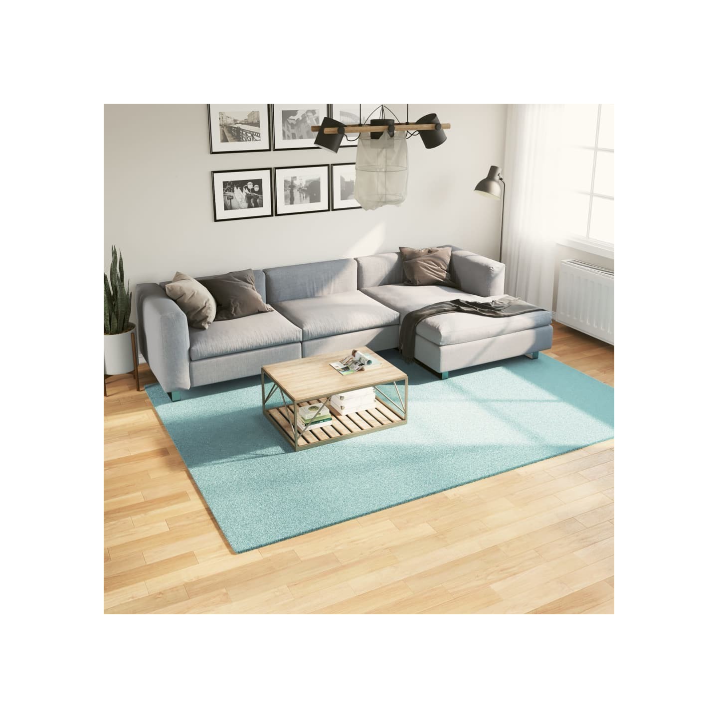 Tapis OVIEDO à poils courts vert 200x280 cm