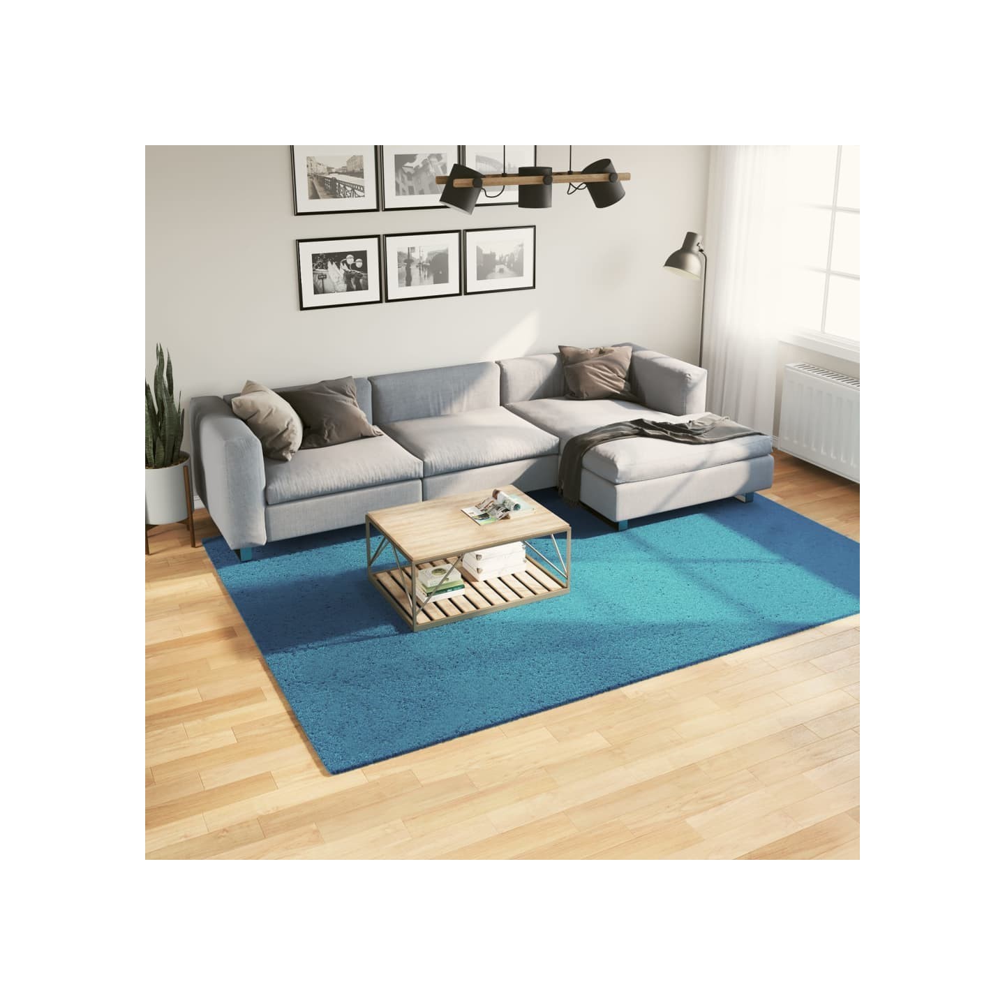 Tapis OVIEDO à poils courts turquoise 200x280 cm