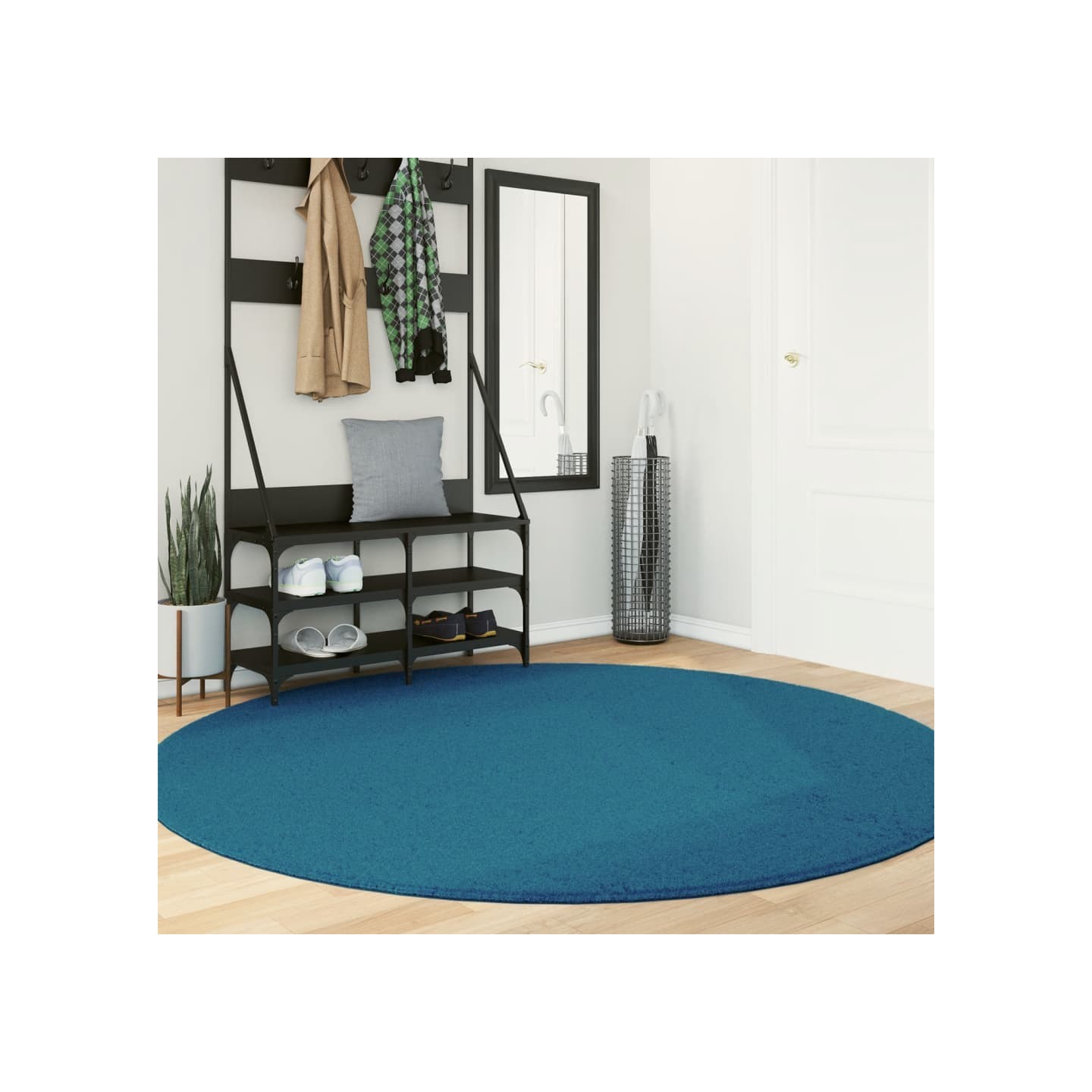 Tapis OVIEDO à poils courts turquoise Ø 200 cm