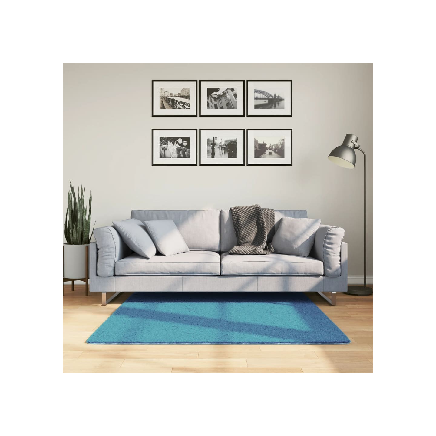 Tapis OVIEDO à poils courts turquoise 120x120 cm