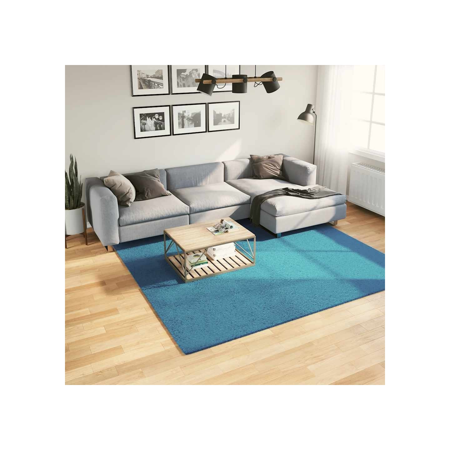 Tapis OVIEDO à poils courts turquoise 240x240 cm