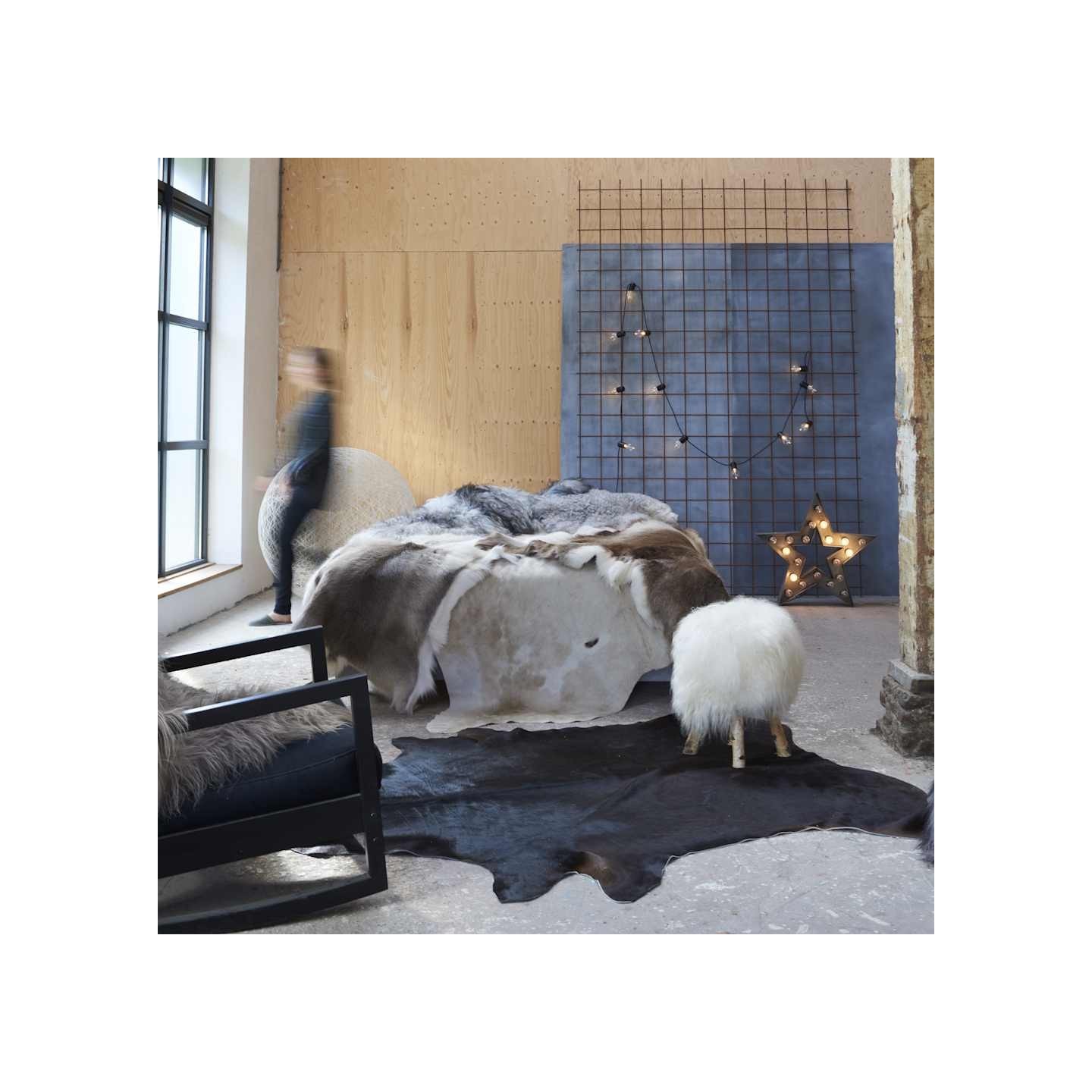 Tapis en peau de vache véritable noir 180x220 cm
