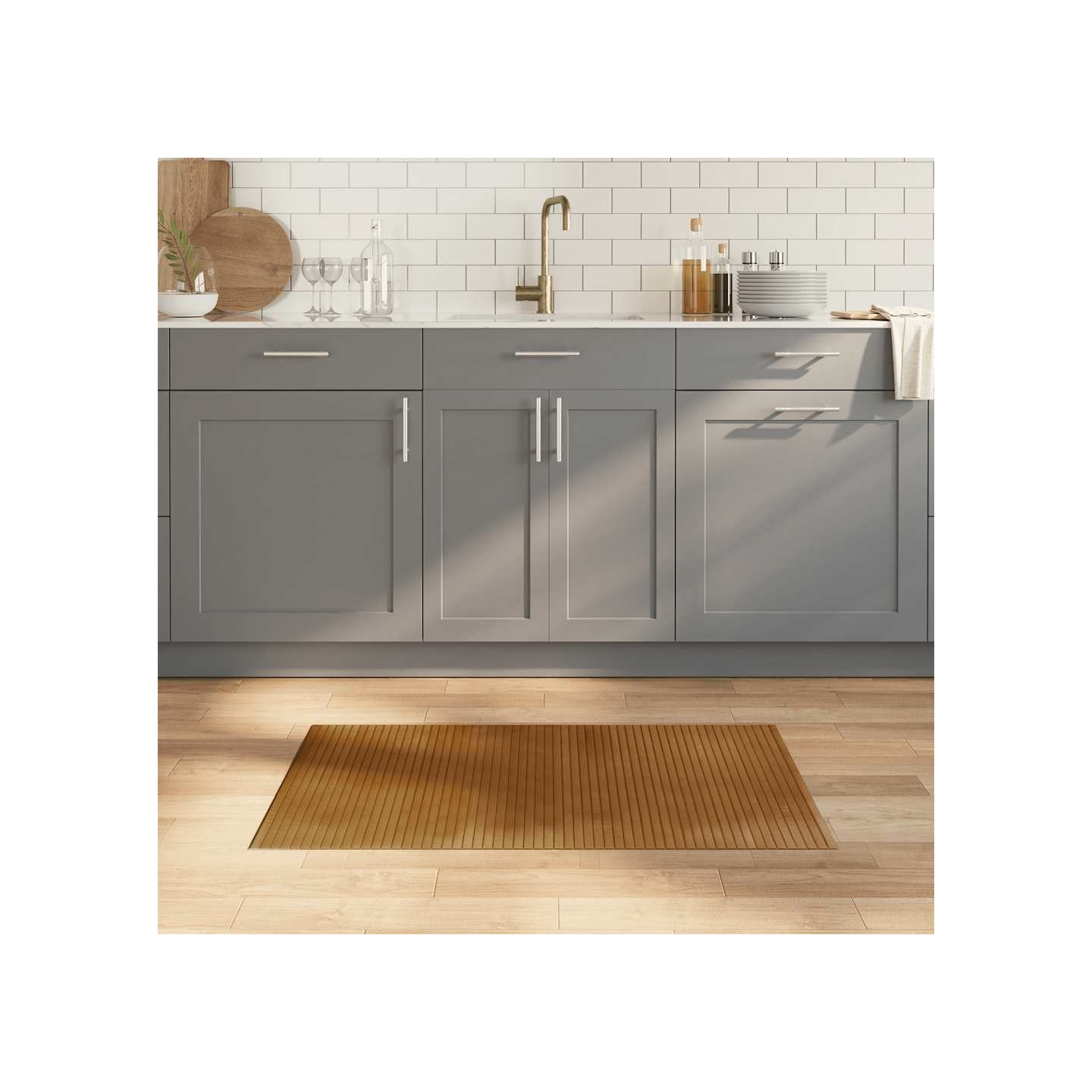 Tapis rectangulaire marron 60x100 cm bambou