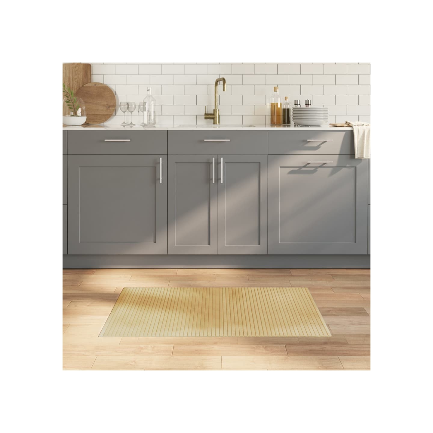 Tapis rectangulaire naturel clair 60x100 cm bambou