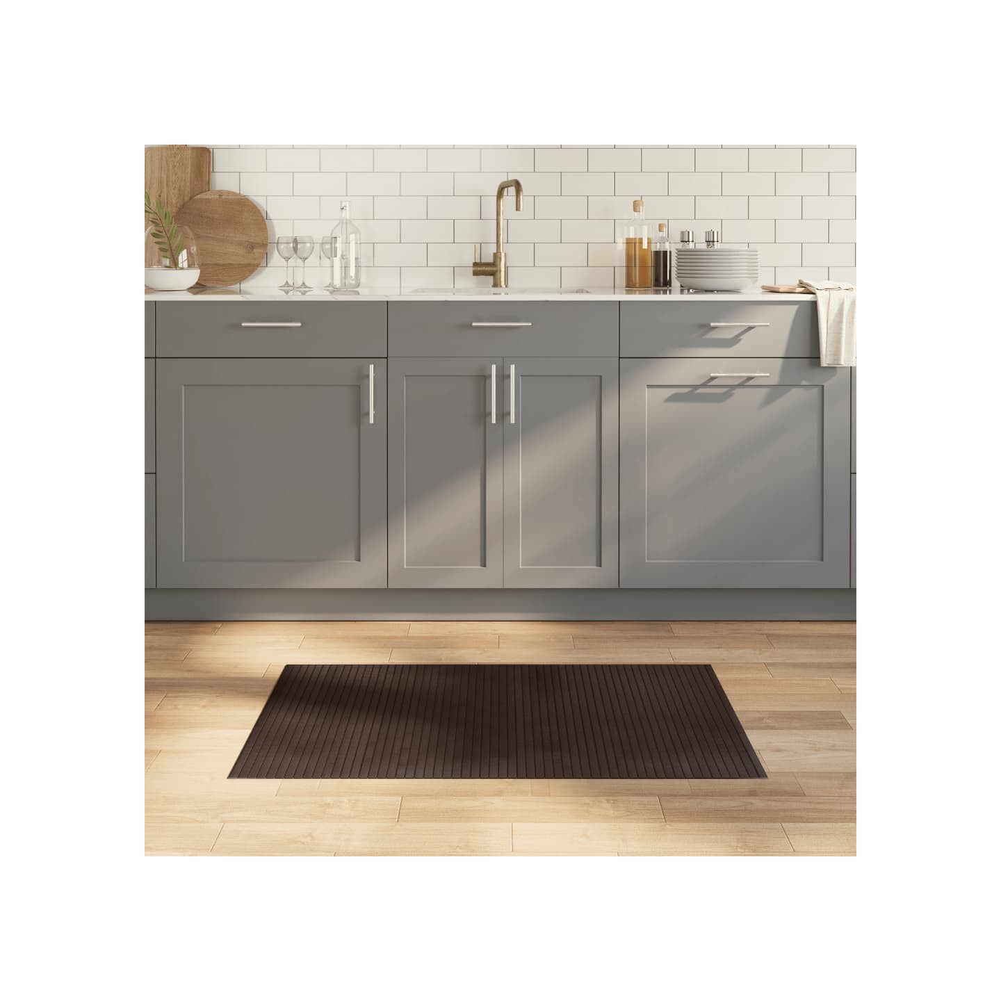 Tapis rectangulaire marron foncé 60x100 cm bambou