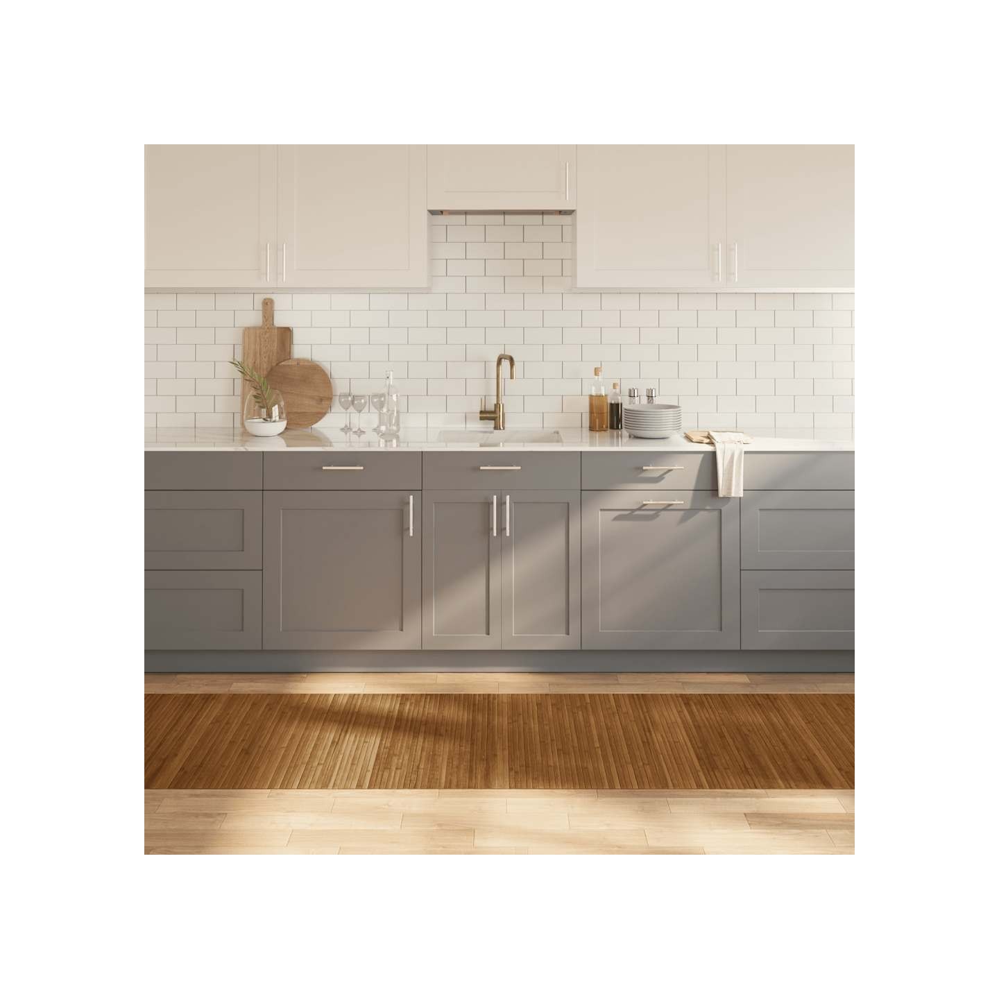Tapis rectangulaire marron 80x500 cm bambou