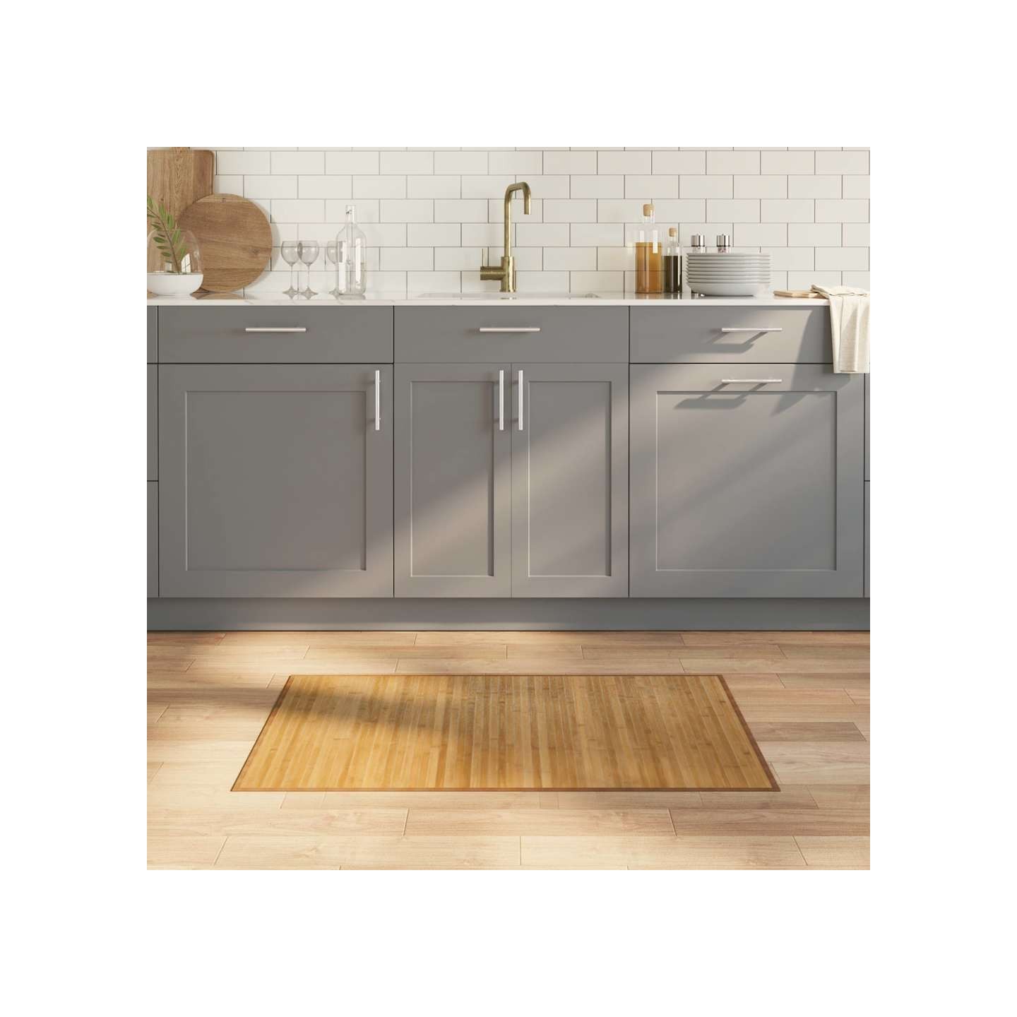 Tapis rectangulaire naturel 60x100 cm bambou