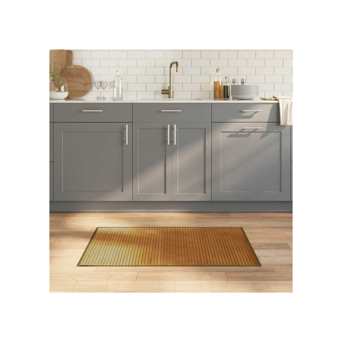 Tapis rectangulaire marron 60x100 cm bambou
