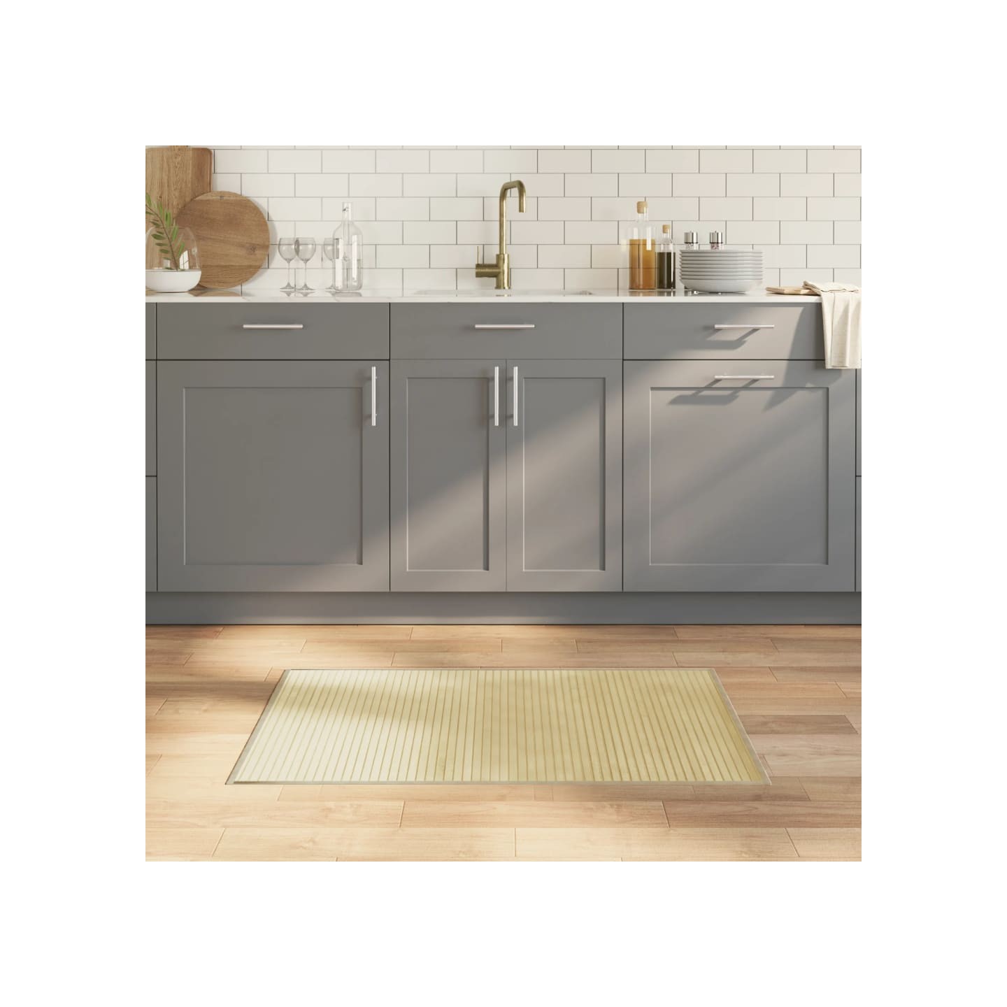 Tapis rectangulaire naturel clair 60x100 cm bambou