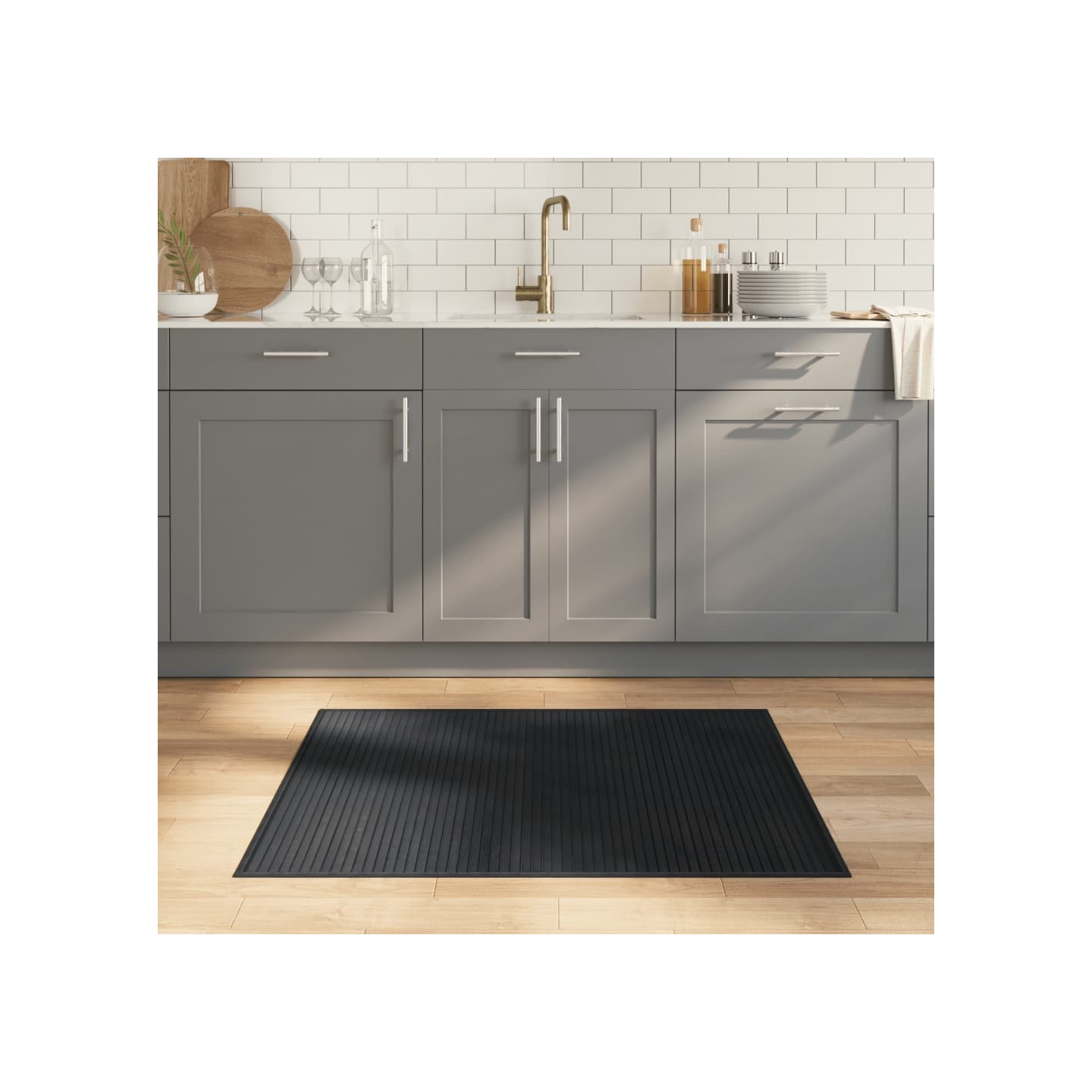 Tapis rectangulaire gris 80x100 cm bambou
