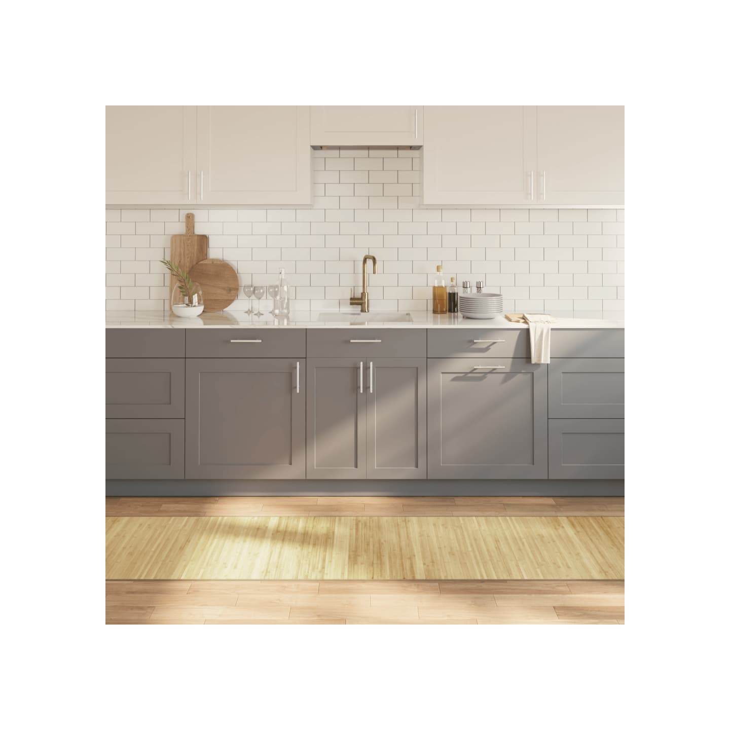 Tapis rectangulaire naturel clair 70x1000 cm bambou