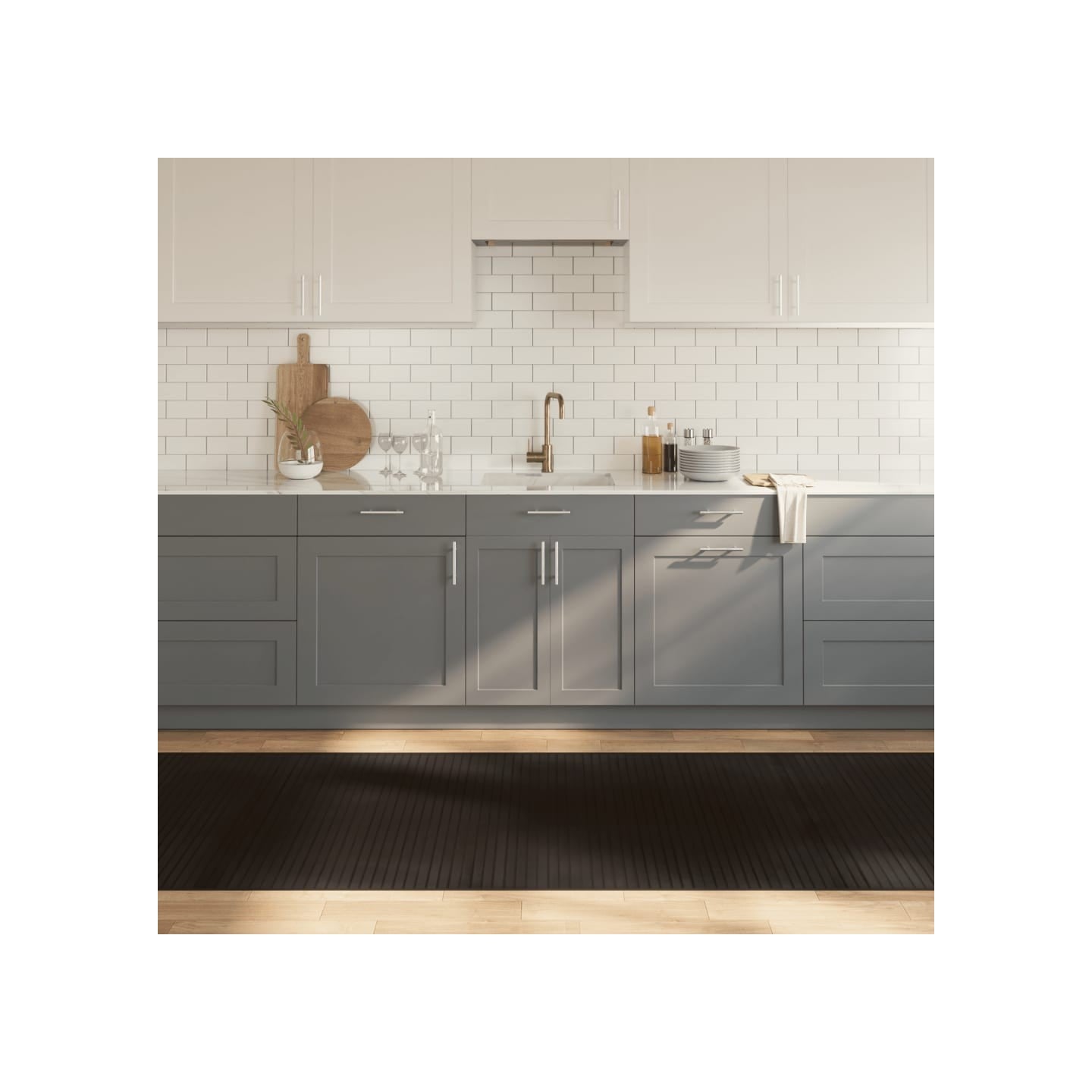 Tapis rectangulaire marron foncé 100x300 cm bambou