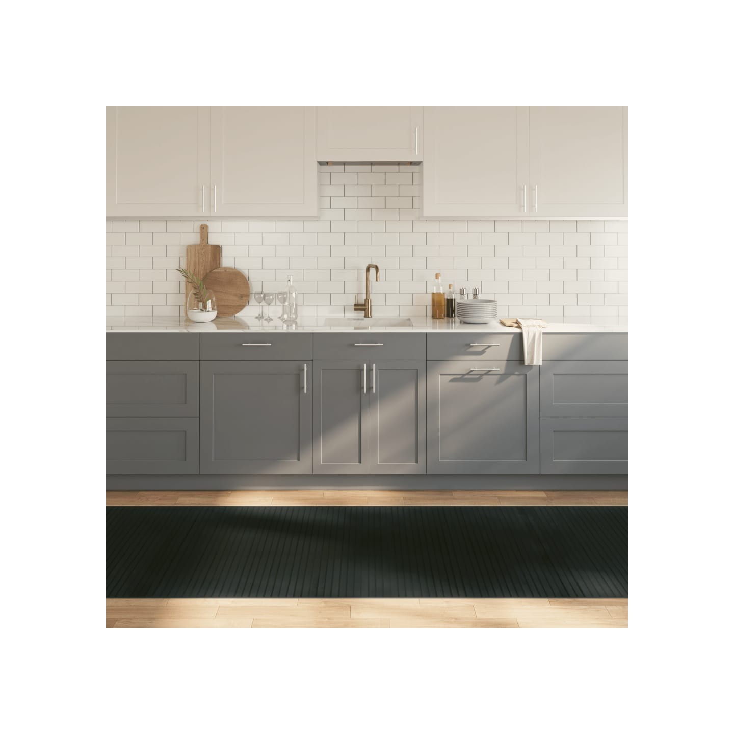 Tapis rectangulaire gris 100x1000 cm bambou