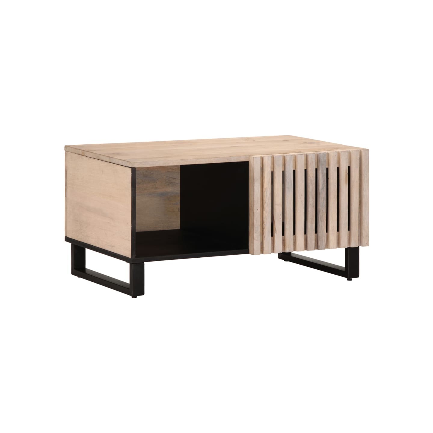 Table basse blanc 80x51x40 cm bois de manguier massif