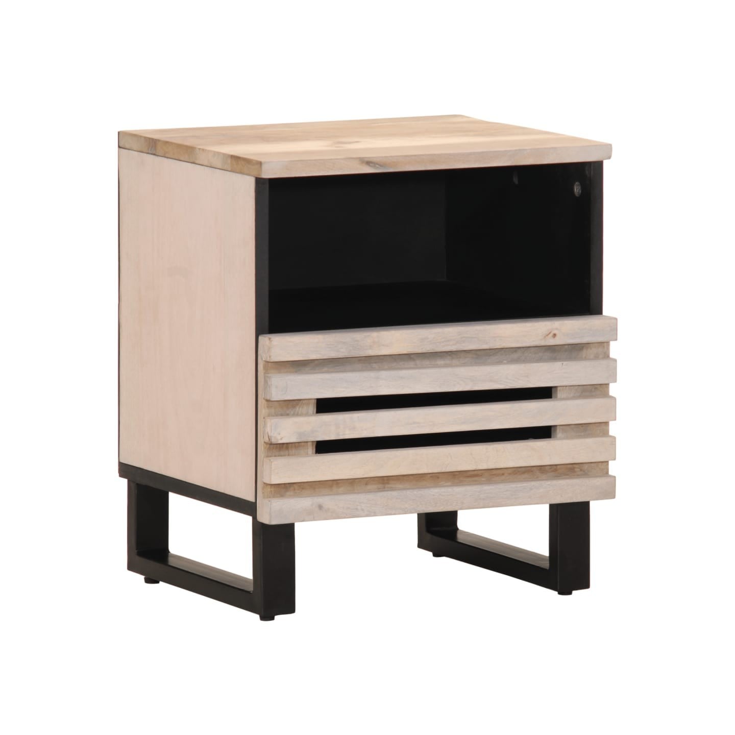 Table de chevet 40x34x46 cm bois de manguier massif blanchi