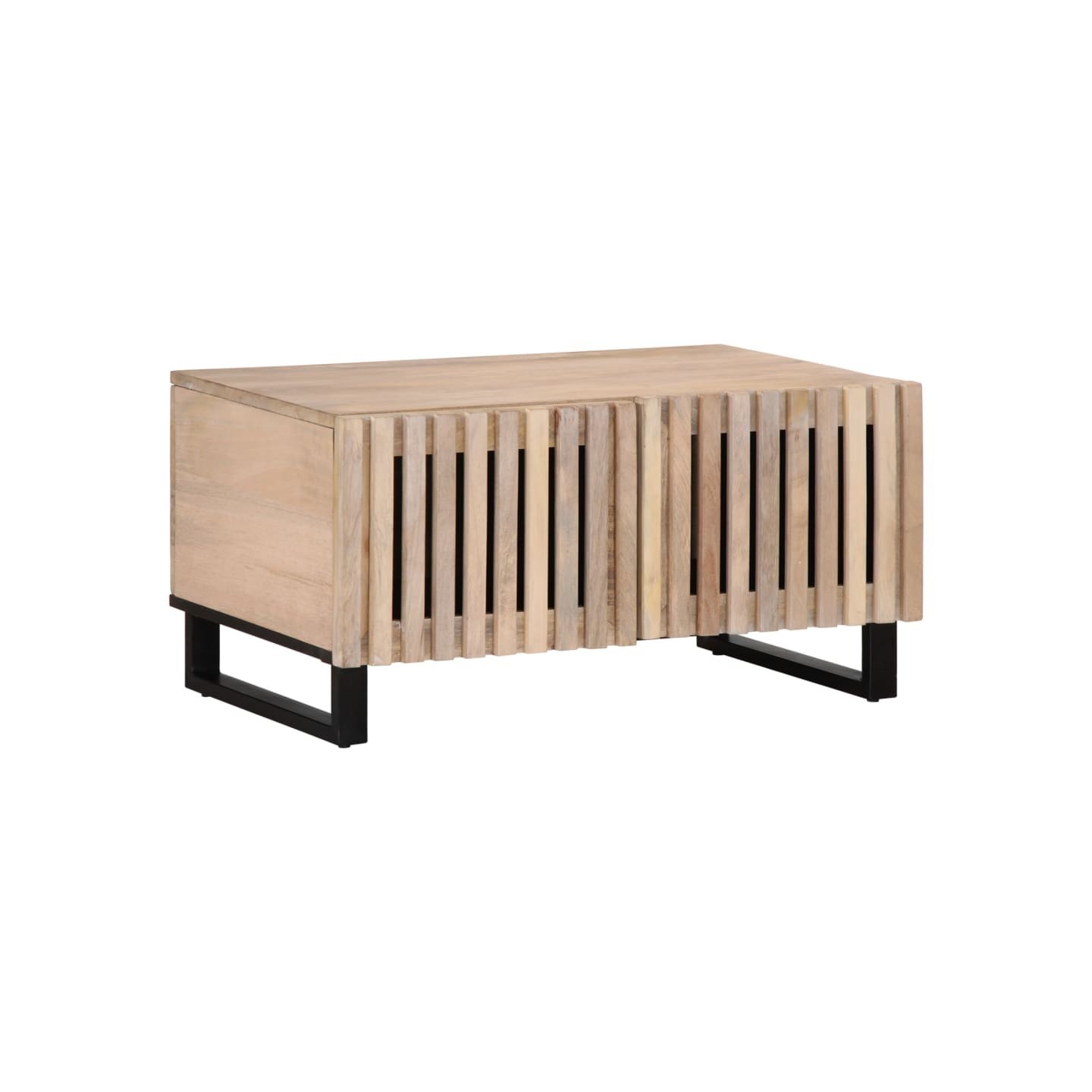 Table basse blanc 80x51x40 cm bois de manguier massif