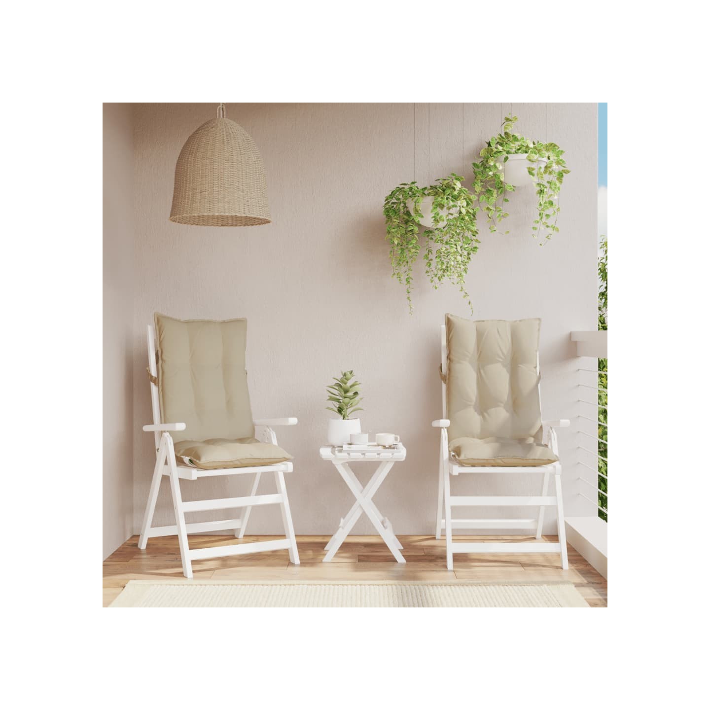 Coussins de chaise à dossier haut lot de 2 beige tissu oxford