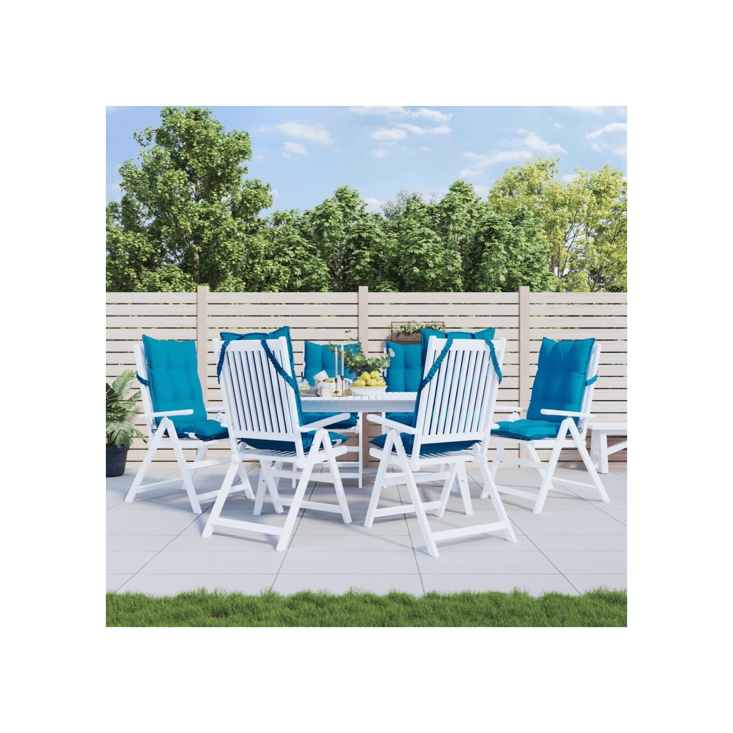 Coussins de chaise à dossier haut lot de 6 bleu clair