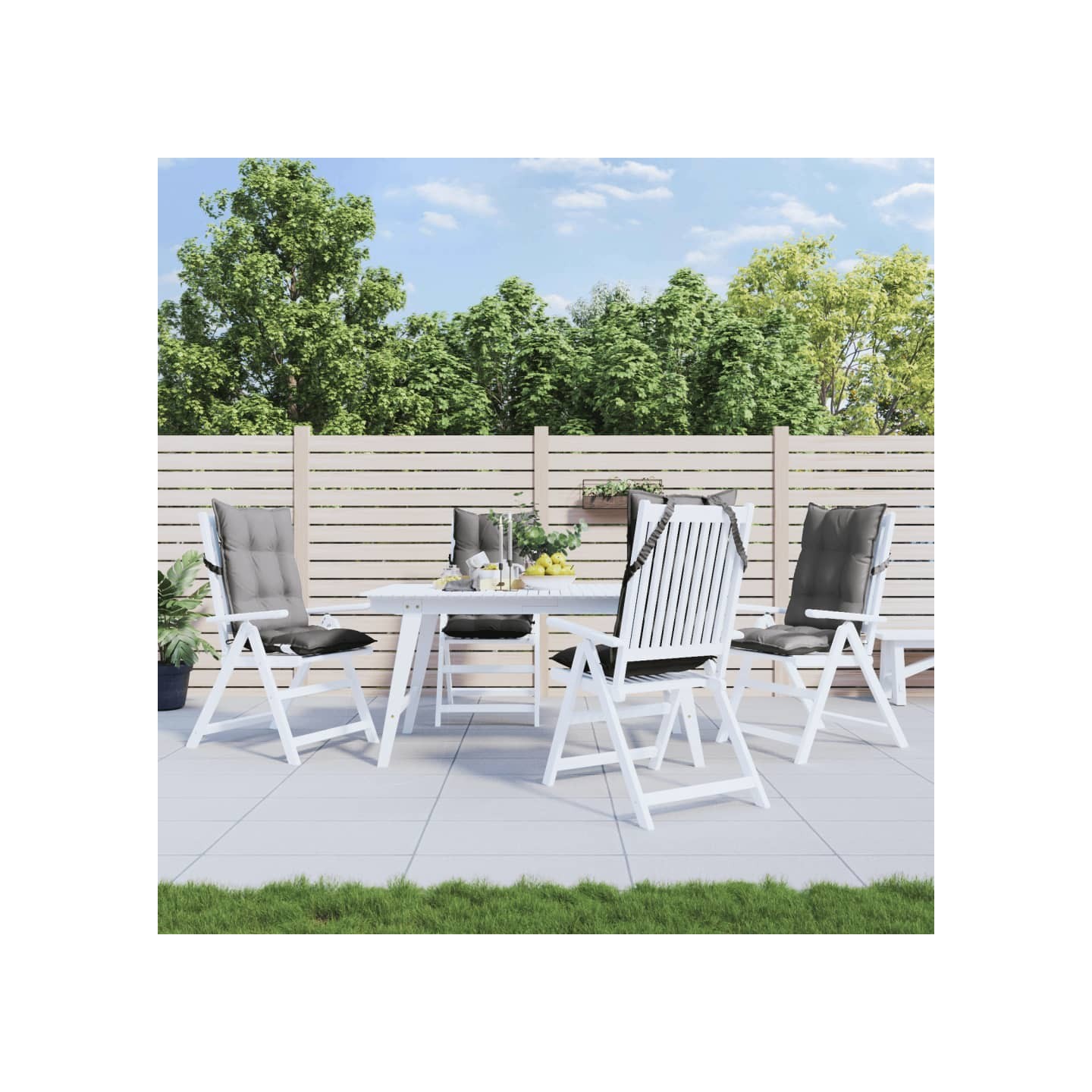 Coussins de chaise à dossier haut lot de 4 gris tissu oxford