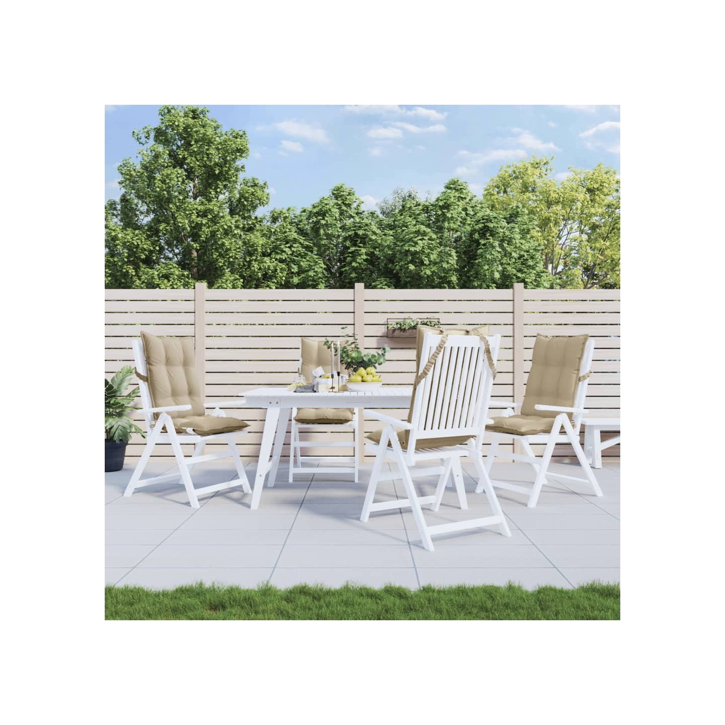 Coussins de chaise à dossier haut lot de 4 beige tissu oxford