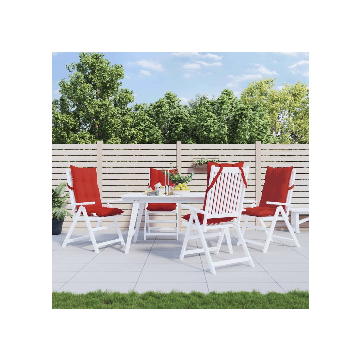 Coussins de chaise à dossier haut lot de 4 rouge tissu oxford