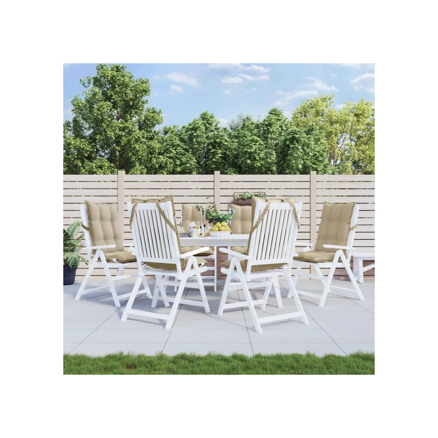 Coussins de chaise à dossier haut lot de 6 beige tissu oxford