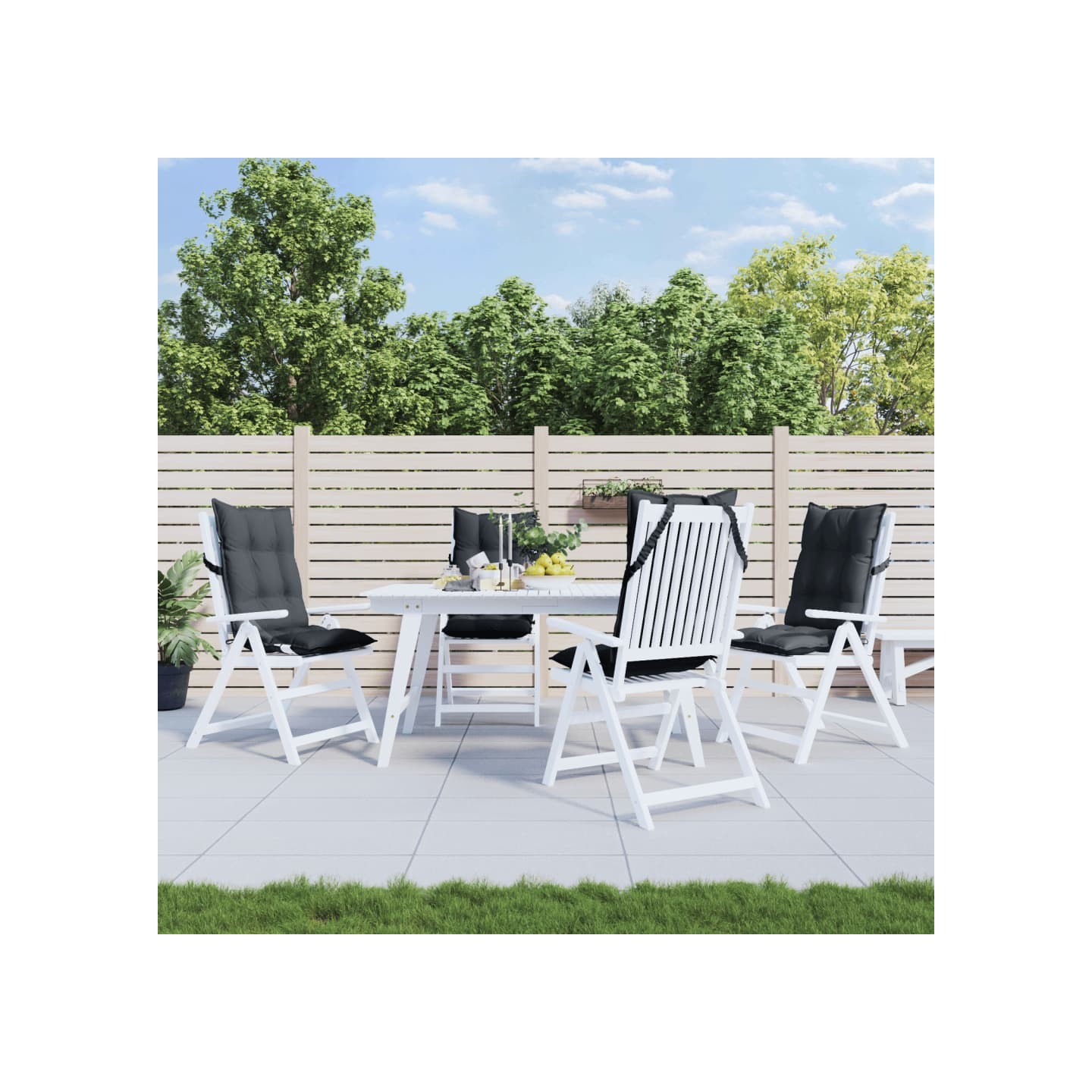 Coussins de chaise à dossier haut lot de 4 anthracite