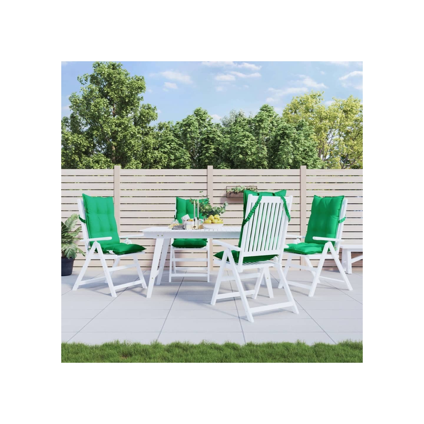 Coussins de chaise à dossier haut lot de 4 vert tissu oxford