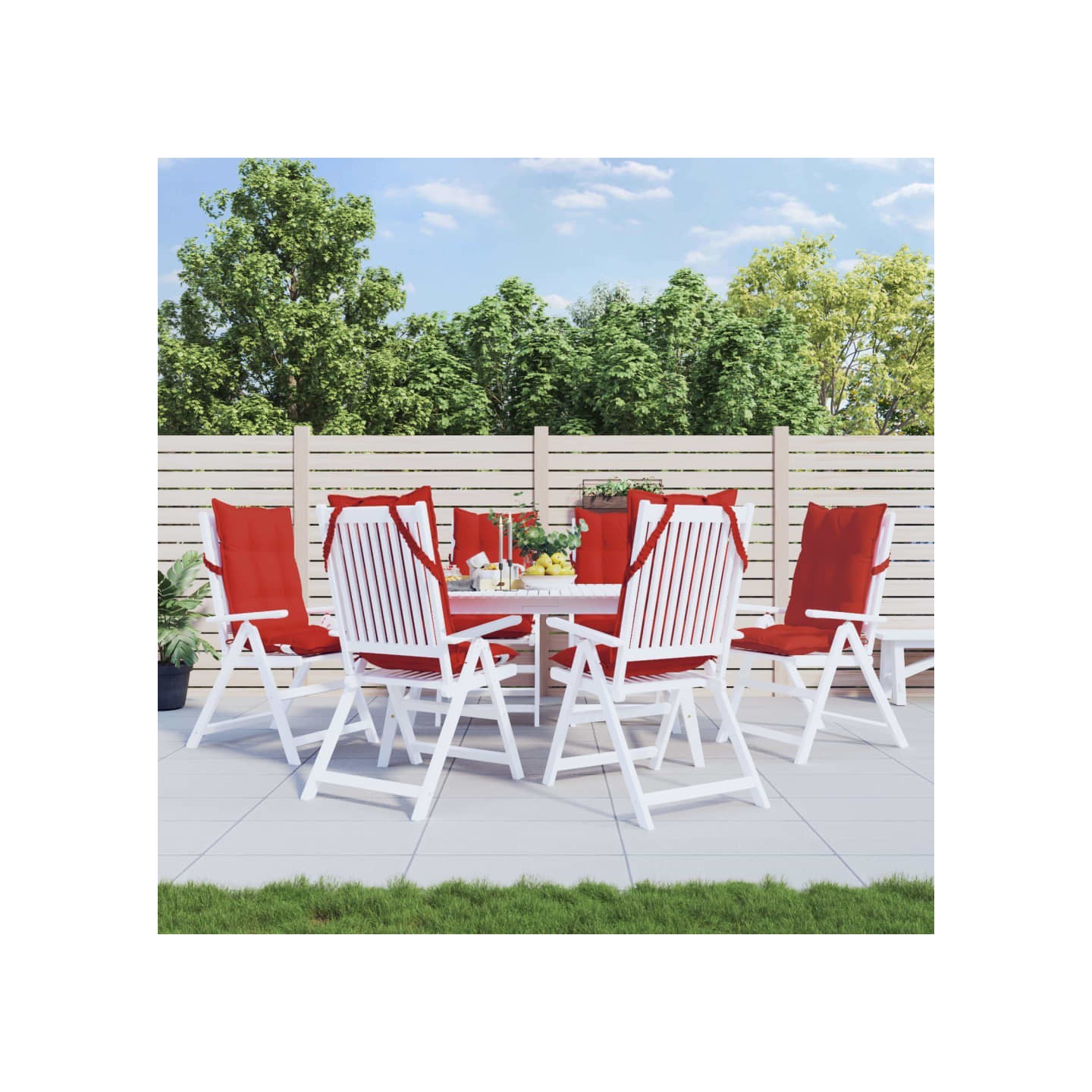 Coussins de chaise à dossier haut lot de 6 rouge tissu oxford