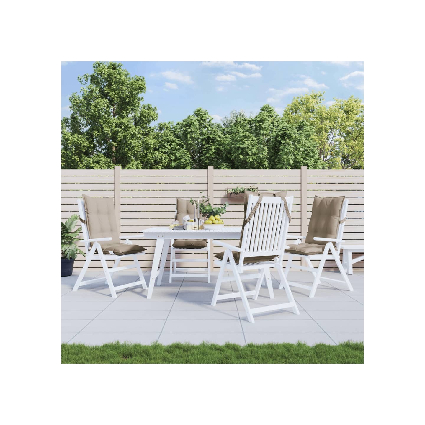 Coussins de chaise à dossier haut lot de 4 taupe tissu oxford