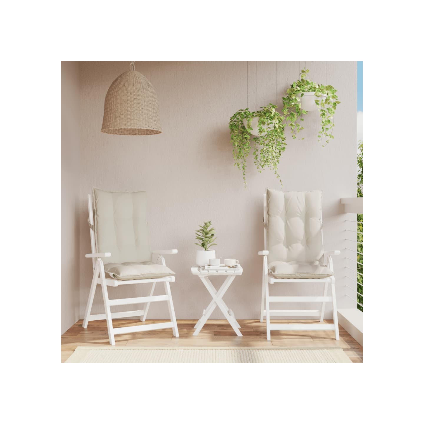 Coussins de chaise à dossier haut lot de 2 crème tissu oxford