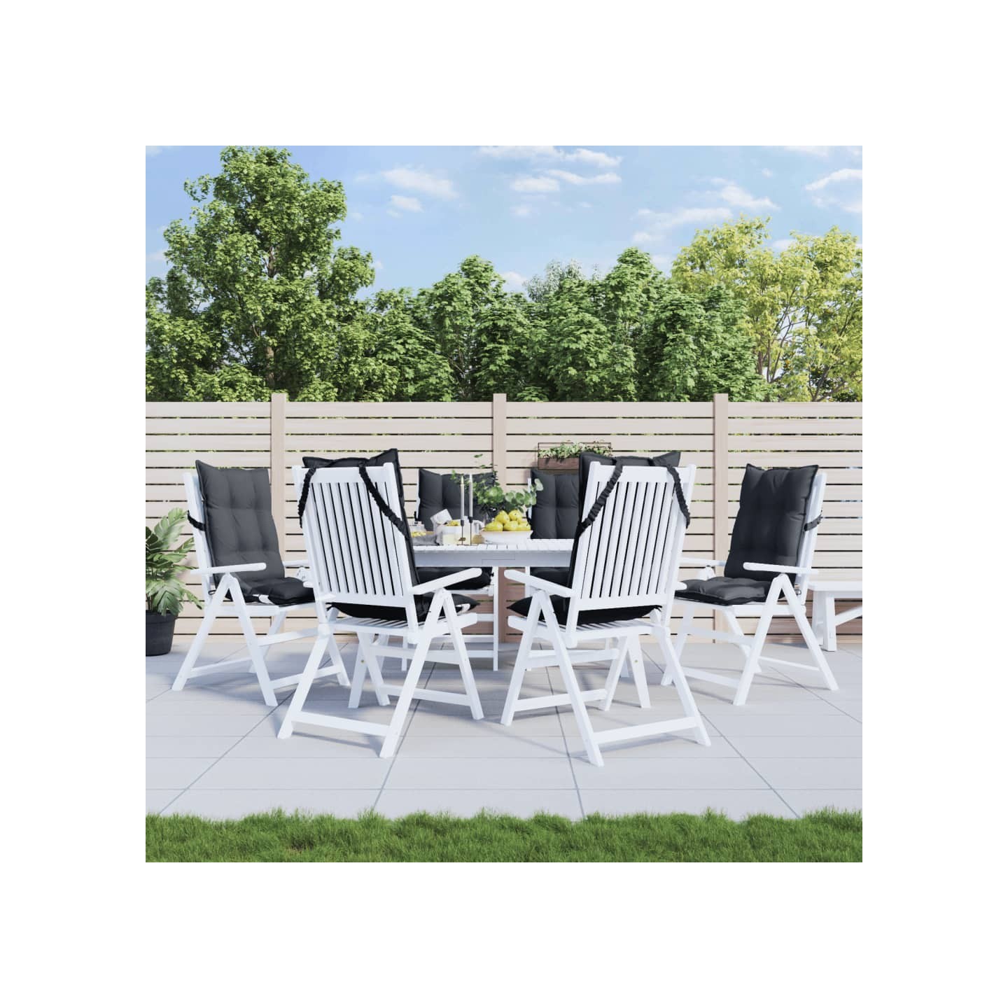 Coussins de chaise à dossier haut lot de 6 anthracite