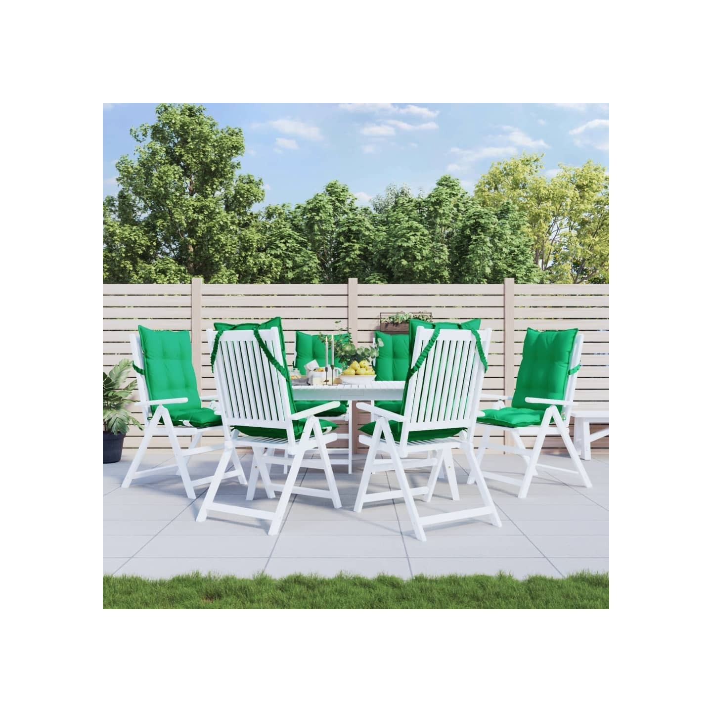 Coussins de chaise à dossier haut lot de 6 vert tissu oxford
