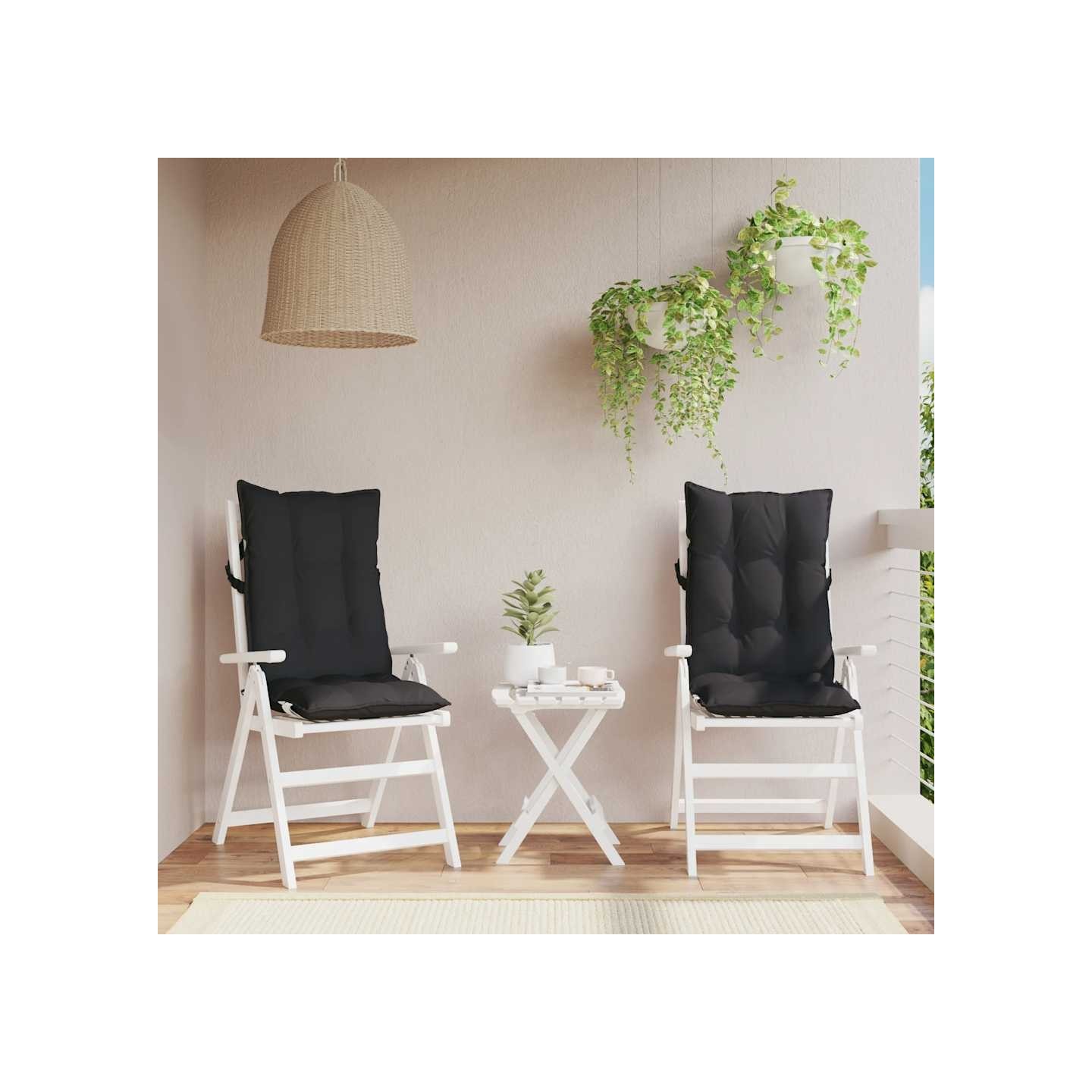 Coussins de chaise à dossier haut lot de 2 noir tissu oxford