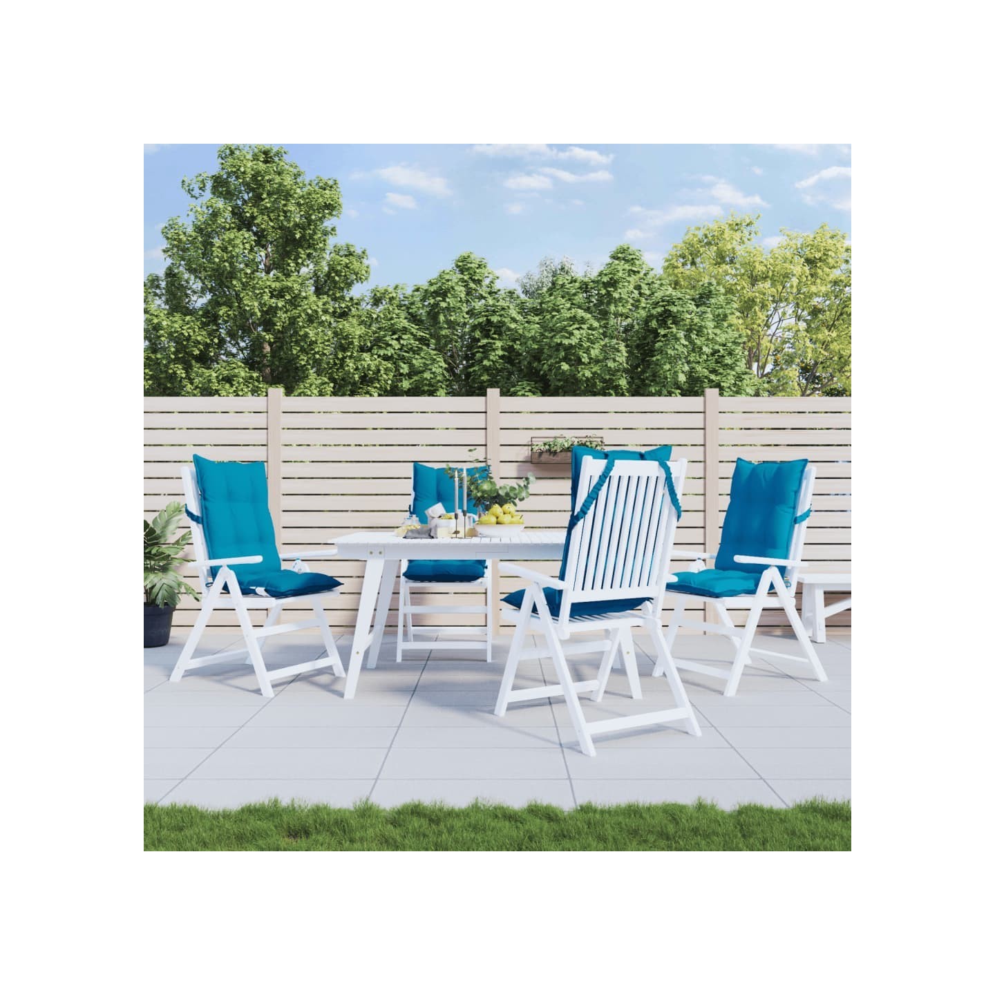 Coussins de chaise à dossier haut lot de 4 bleu clair