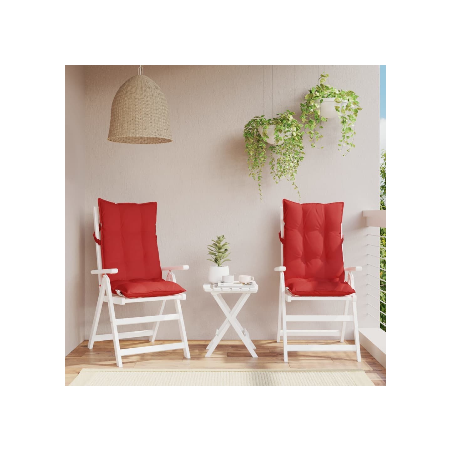 Coussins de chaise à dossier haut lot de 2 rouge tissu oxford