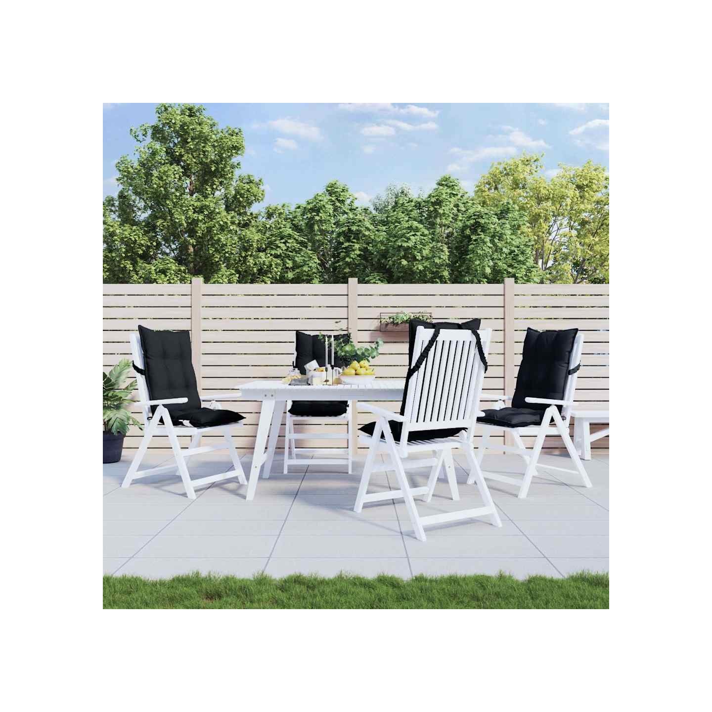 Coussins de chaise à dossier haut lot de 4 noir tissu oxford