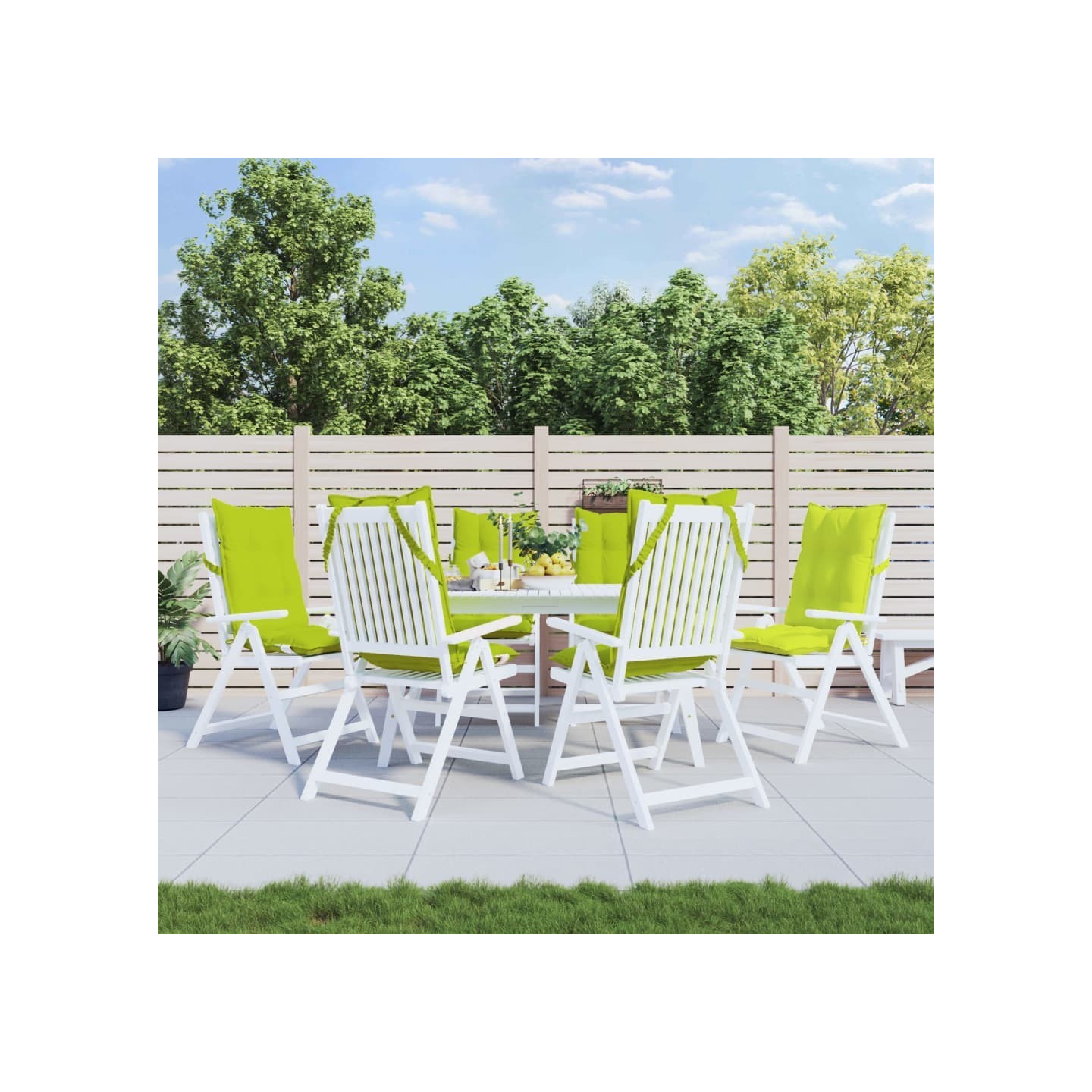 Coussins de chaise à dossier haut lot de 6 vert vif