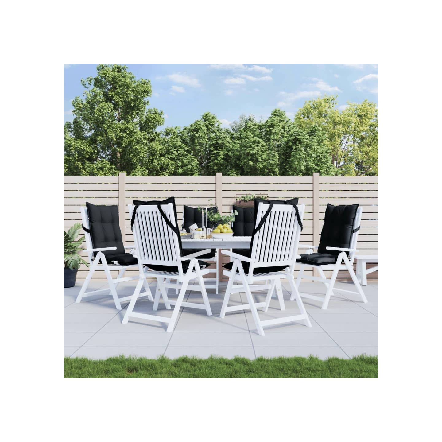 Coussins de chaise à dossier haut lot de 6 noir tissu oxford