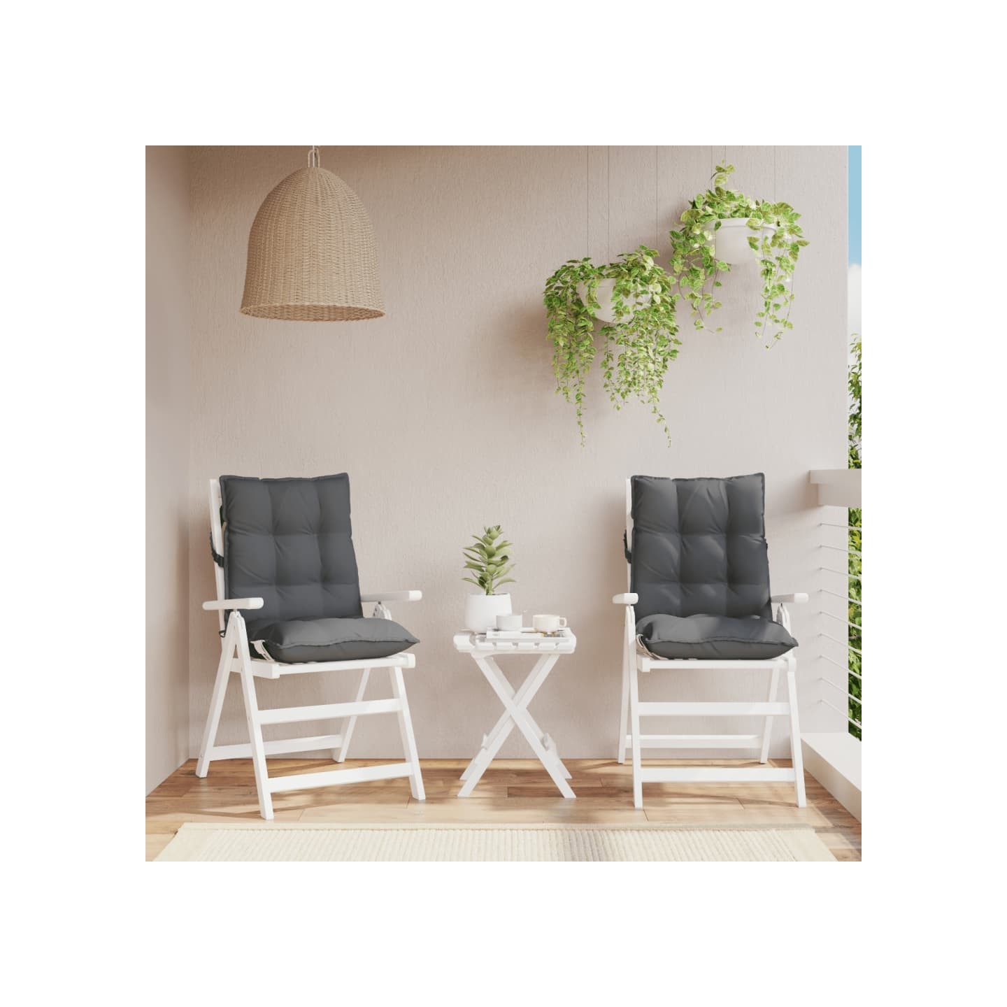 Coussins de chaise à dossier bas lot de 2 anthracite