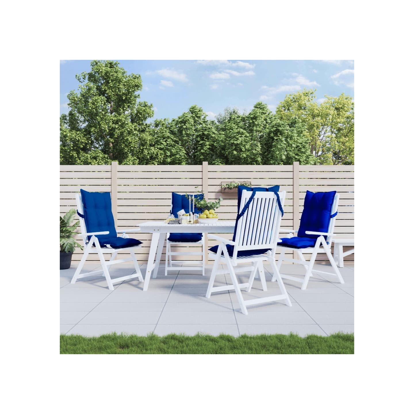 Coussins de chaise à dossier haut lot de 4 bleu royal