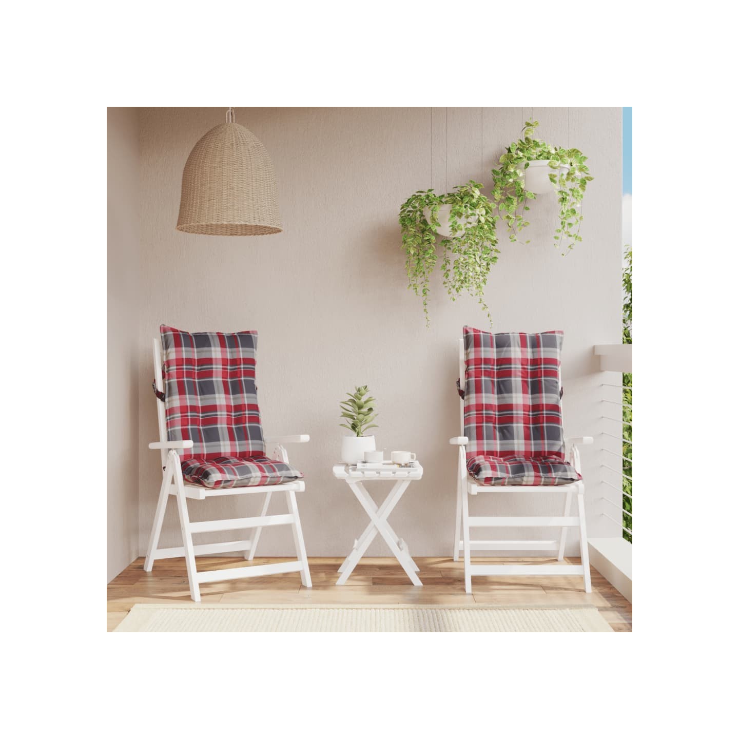 Coussins de chaise à dossier haut lot de 2 motif carreaux rouge