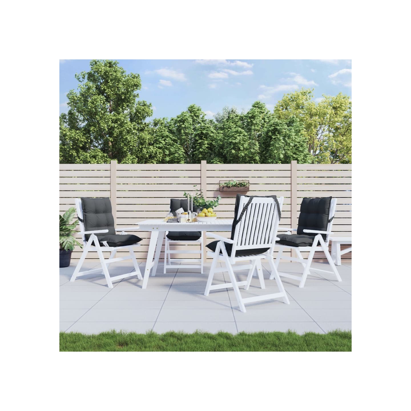 Coussins de chaise à dossier bas lot de 4 anthracite