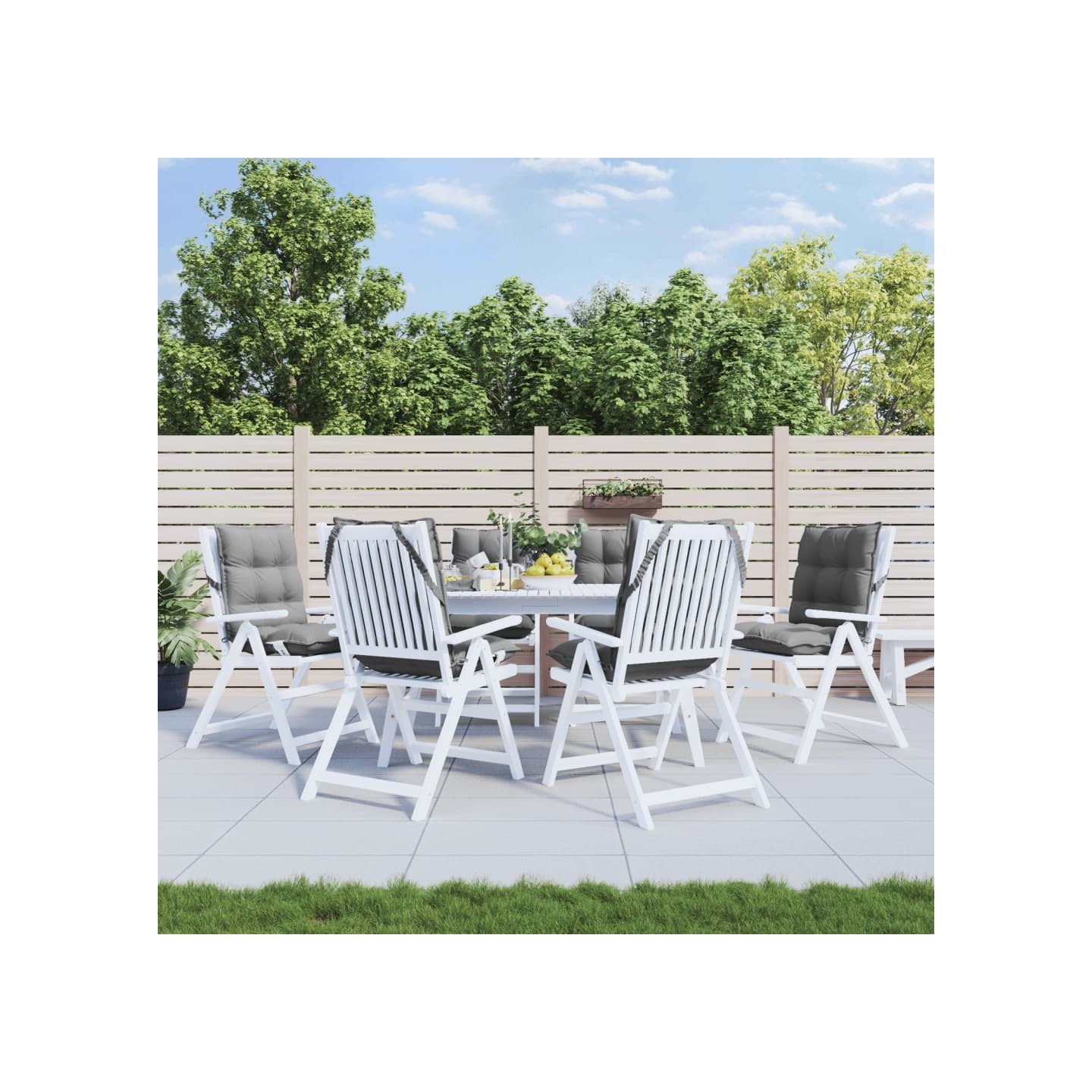 Coussins de chaise à dossier bas lot de 6 gris tissu oxford